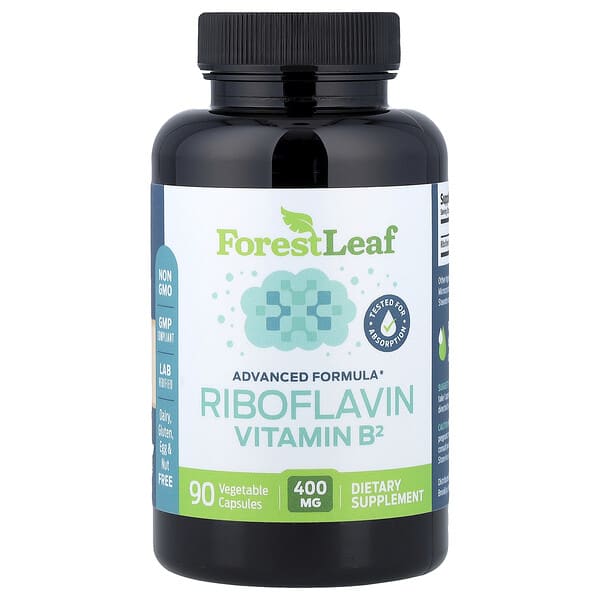 Forest Leaf, Riboflavin Vitamin B2, 400 mg, 90 Vegetabilske kapsler