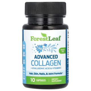 Forest Leaf, Advanced Collagen + Hyaluronic Acid & Vitamin C, 10 Capsules  