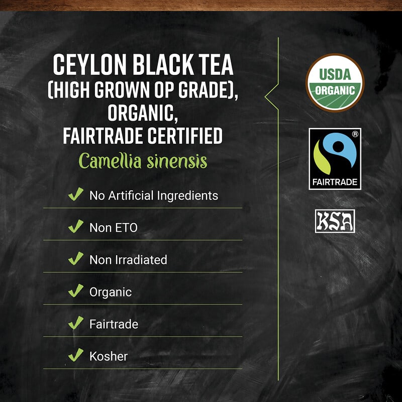 Organic Fair Trade Ceylon Black Tea, Orange Pekoe, 16 oz (453 g)