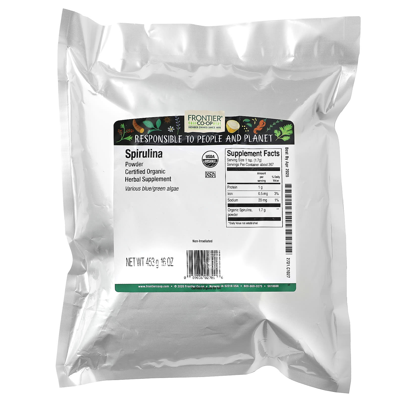 Frontier Herb Spirulina Powder (1x1lb)