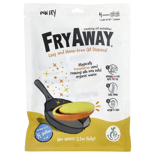 FryAway, 팬 프라이, 조리용 오일 고형화제, 4팩, 60g(2.1oz)