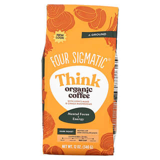 Four Sigmatic, Think Organic Coffee with Lion's Mane & Chaga Mushrooms, Ground, Dark Roast, 12 oz (340 g)