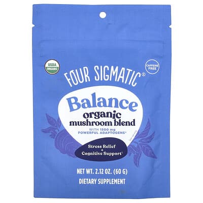 Four Sigmatic, Balanced, Organic Mushroom Blend, Caffeine-Free, 2.12 oz (60 g)