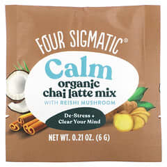Four Sigmatic, Calm, Organic Chai Latte Mix with Reishi Mushroom, Caffeine Free, 10 Packets, 0.21 oz (6 g) Each