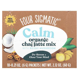 Four Sigmatic, Calm, органическая смесь чайного латте с грибом рейши, без кофеина, 10 пакетиков по 6 г (0,21 унции)