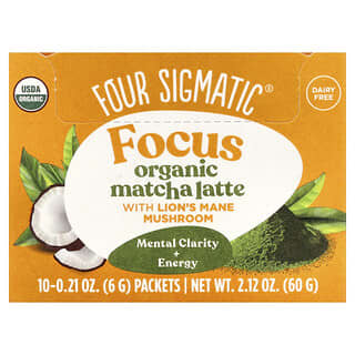 Four Sigmatic, Think, luomu matcha latte -sekoitus leijonanharjasienillä, 10 pussia, 6 g/pussi