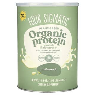 Four Sigmatic, органічний рослинний протеїн із грибами й адаптогенами, без смакових добавок, 480 г (1,06 фунта (16,9 унції))