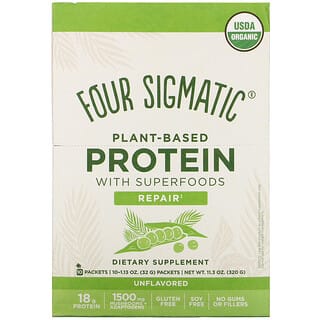 Four Sigmatic, Протеин на растительной основе с суперфудами, без добавок, 10 пакетиков по 32 г (1,13 унции)