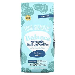 Four Sigmatic, Balance Organic Half Caf Coffee with Ashwagandha & Eleuthero Adaptogens, Ground, Medium Roast, 12 oz (340 g)
