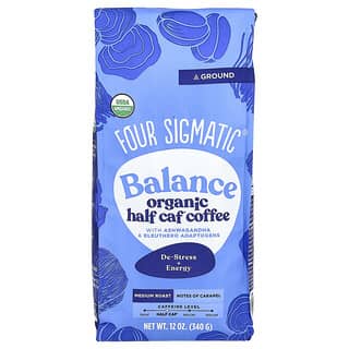 Four Sigmatic, Balance, органический кофе наполовину с адаптогенами ашваганды и элеутерококка, молотый, средней обжарки, 340 г (12 унций)
