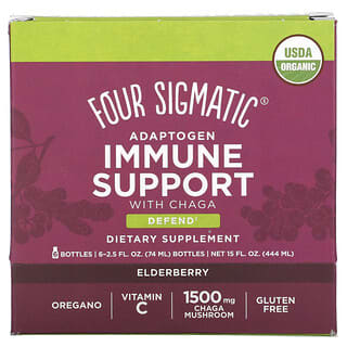 Four Sigmatic, Adaptogen Immune Support with Chaga, Elderberry, 6 Bottles, 2.5 fl oz (74 ml) Each