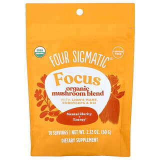 Four Sigmatic, Focus, Mezcla de hongos orgánicos, Sin cafeína, 60 g (2,12 oz)