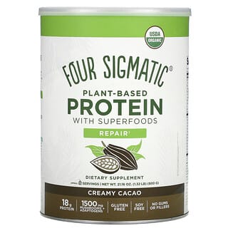 Four Sigmatic, Растительный протеин с суперфудами, сливочное какао, 600 г (21,16 унции)