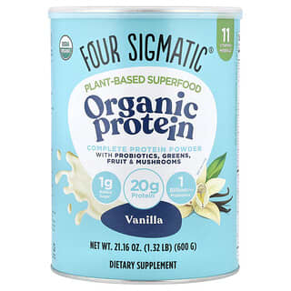 Four Sigmatic, органический растительный протеин, со вкусом сладкой ванили, 600 г (1,32 фунта)