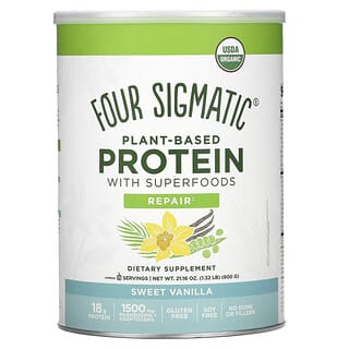 Four Sigmatic, Протеин растительного происхождения с суперпродуктами, сладкая ваниль, 1,32 фунта (600 г)
