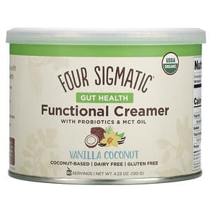 Four Sigmatic, Functional Creamer with Probiotics & MCT Oil, Gut Health, Vanilla Coconut, 4.23 oz (120 g)
