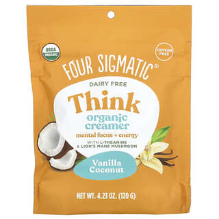 Four Sigmatic, Think Organic Creamer, Dairy Free, Vanilla Coconut, 4.23 oz (120 g)
