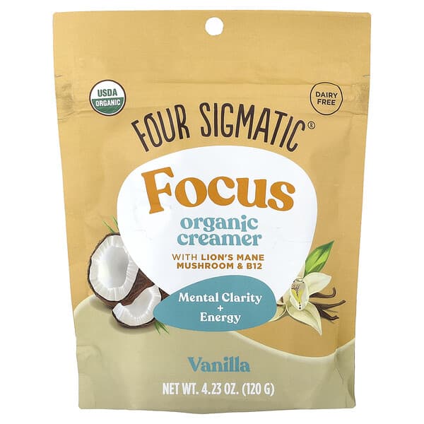 Four Sigmatic, Focus, 유기농 크리머, 바닐라 맛, 120g(4.23oz)