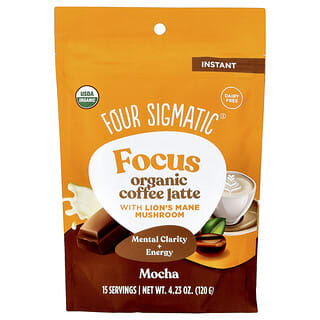 Four Sigmatic, Focus, органический растворимый кофе латте с ежовиком гребенчатым, вкус мокко, 120 г (4,23 унции)