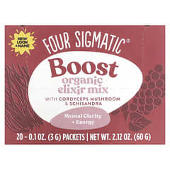 Four Sigmatic, Boost, Organic Elixir Mix with Cordyceps Mushroom & Schisandra, 20 Packets, 0.1 oz (3 g) Each