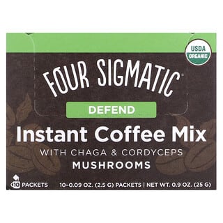 Four Sigmatic, Растворимый грибной кофе с чагой и кордицепсом, средняя обжарка, 10 пакетиков по 2,5 г (0,09 унции)