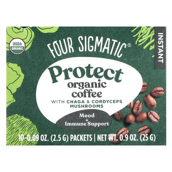 Four Sigmatic, Protect, Instant Organic Coffee with Chaga & Cordyceps ...