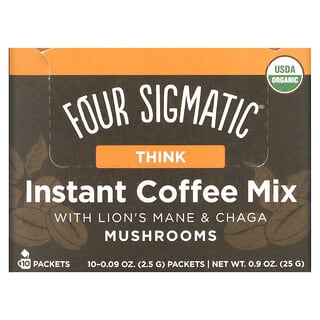 Four Sigmatic, Растворимая кофейная смесь с грибами, ежовик гребенчатый и чага, улучшение когнитивных способностей, 10 пакетиков по 2,5 г (0,09 унции)