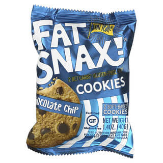 Fat Snax‏, Soft Baked Cookies, Chocolate Chip, 2 Cookies, 1.4 oz (40 g)