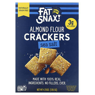 Fat Snax, Крекери з мигдального борошна, оригінальна морська сіль, 4,25 унції (120,5 г)