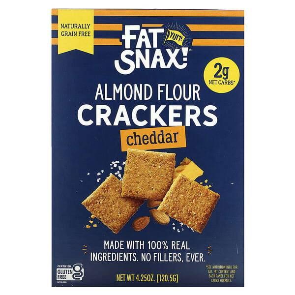 Fat Snax, Mandelmehl-Cracker, Cheddar, 120,5 g (4,25 oz.)