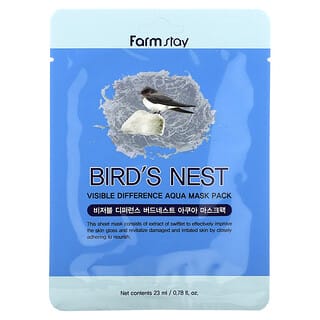 Farmstay, Visível Diferença Aqua Beauty Embalagem de Máscara, Ninho de Pássaro, 1 Folha, 23 ml (0,78 oz)