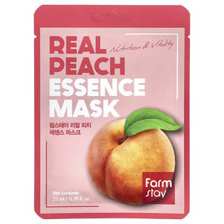 Farmstay, リアルピーチエッセンス美容マスク、1枚、23ml（0.78液量オンス）