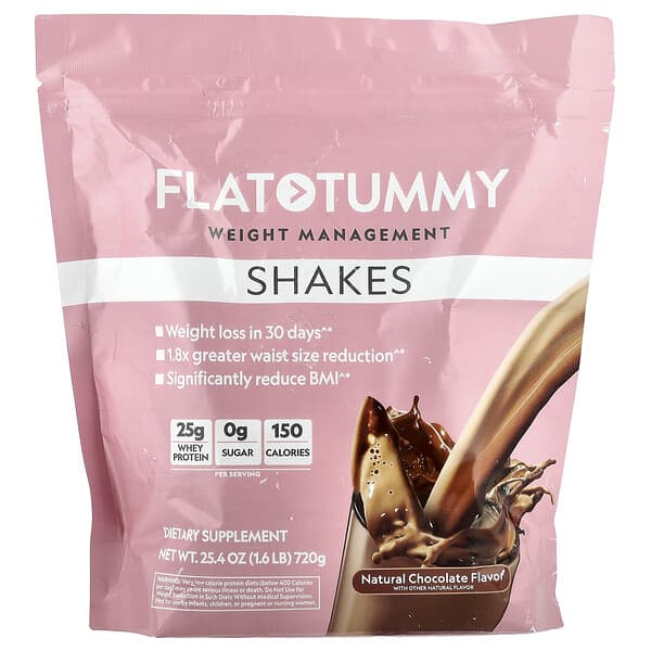 Flat Tummy Shakes, Natural Chocolate, 1.6 lb (720 g)