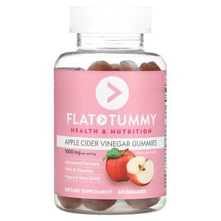 Flat Tummy, アップルサイダービネガー配合グミ、天然リンゴ味、1,000mg、グミ60粒
