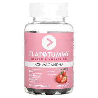Flat Tummy, Ashwagandha, Morango, 60 Gomas