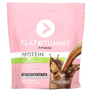 Flat Tummy, Fitness, Mélange pour boisson protéinée, Probiotiques et enzymes digestives, Chocolat naturel, 518 g