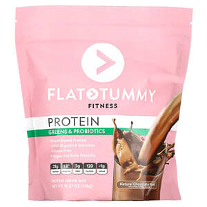 Flat Tummy, Fitness, Protein Drink Mix, Greens & Probiotics, Natural Chocolate, 18.27 oz (518 g)