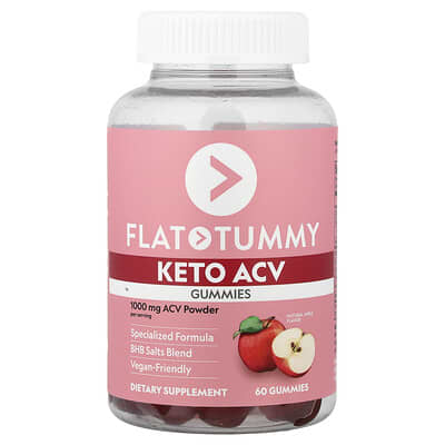 Flat Tummy, Keto ACV Gummies, Natural Apple, 60 Gummies