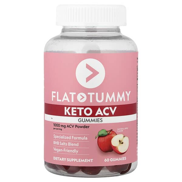 Flat Tummy, Keto ACV Gummies, Natural Apple, 60 Gummies