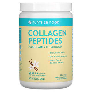 Further Food, Collagen Peptides Plus Beauty Mushroom, Kollagen-Peptide plus Schönheitspilz, Vanille, 249 g (9 oz.)