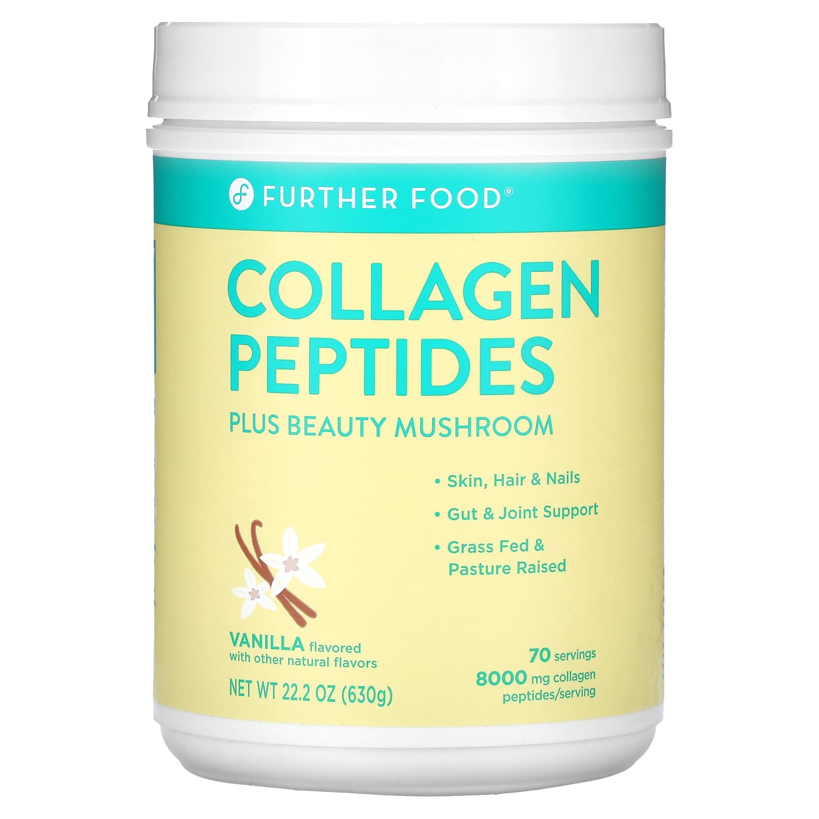 Further Food Collagen Peptides Plus Beauty Mushroom Vanilla 222 Oz 630 G 1998