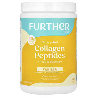 Further Food, Peptides de collagène d'animaux nourris à l'herbe + champignon Trémelle, Vanille, 294 g