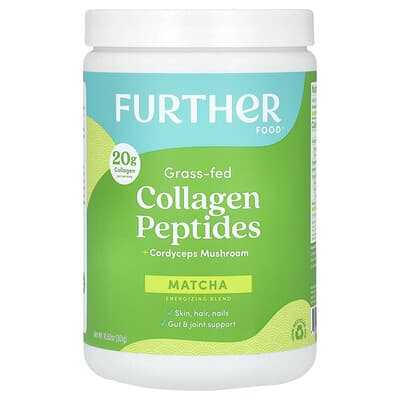 Further Food, Grass-Fed Collagen Peptides + Cordyceps, Matcha Flavor, 10.62 oz (301 g)