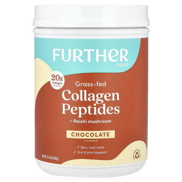 Further Food Grass-Fed Collagen Peptides + Reishi Mushroom, Chocolate, 24.34 oz (690 g)