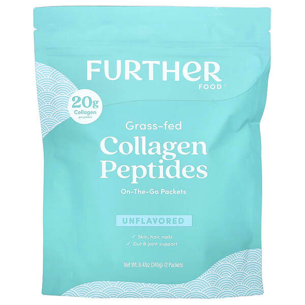 Grass-Fed Collagen Peptides, Unflavored, 12 Packets, 0.71 oz (20 g) Each