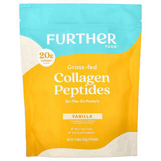 Further Food, Grass-Fed Collagen Peptides, Vanilla, 12 Packets, 0.74 oz (21 g) Each