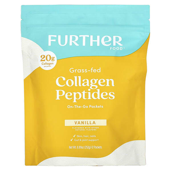 Grass-Fed Collagen Peptides, Vanilla, 12 Packets, 0.74 oz (21 g) Each