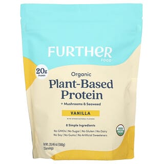 Further Food, Organic Plant-Based Protein + Mushrooms & Seaweed, Vanilla, 20.46 oz (580 g)