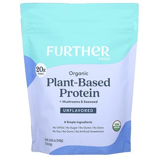 Further Food, Organic Plant-Based Protein + Mushrooms & Seaweed, Unflavored, 19.05 oz (540 g)