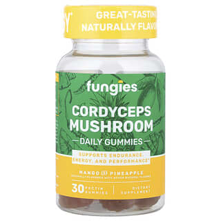 Fungies, Cordyceps Mushroom, Daily Gummies, Mango and Pineapple, 30 Pectin Gummies